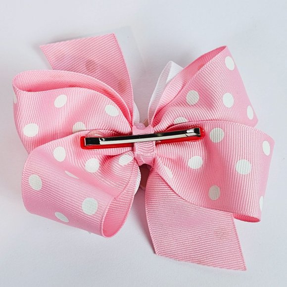 Vintage Lot of 2, Handmade Hair Bows Barrette Clip, Back to School, Sweet Pink - Picture 5 of 5